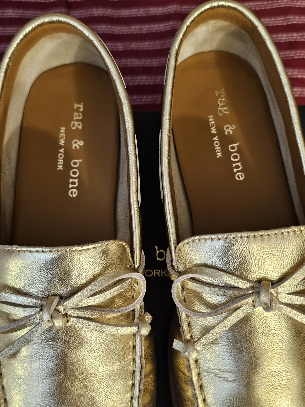 rag & bone Metallic Gold Leather Bow Loafers - Picture 4 of 4